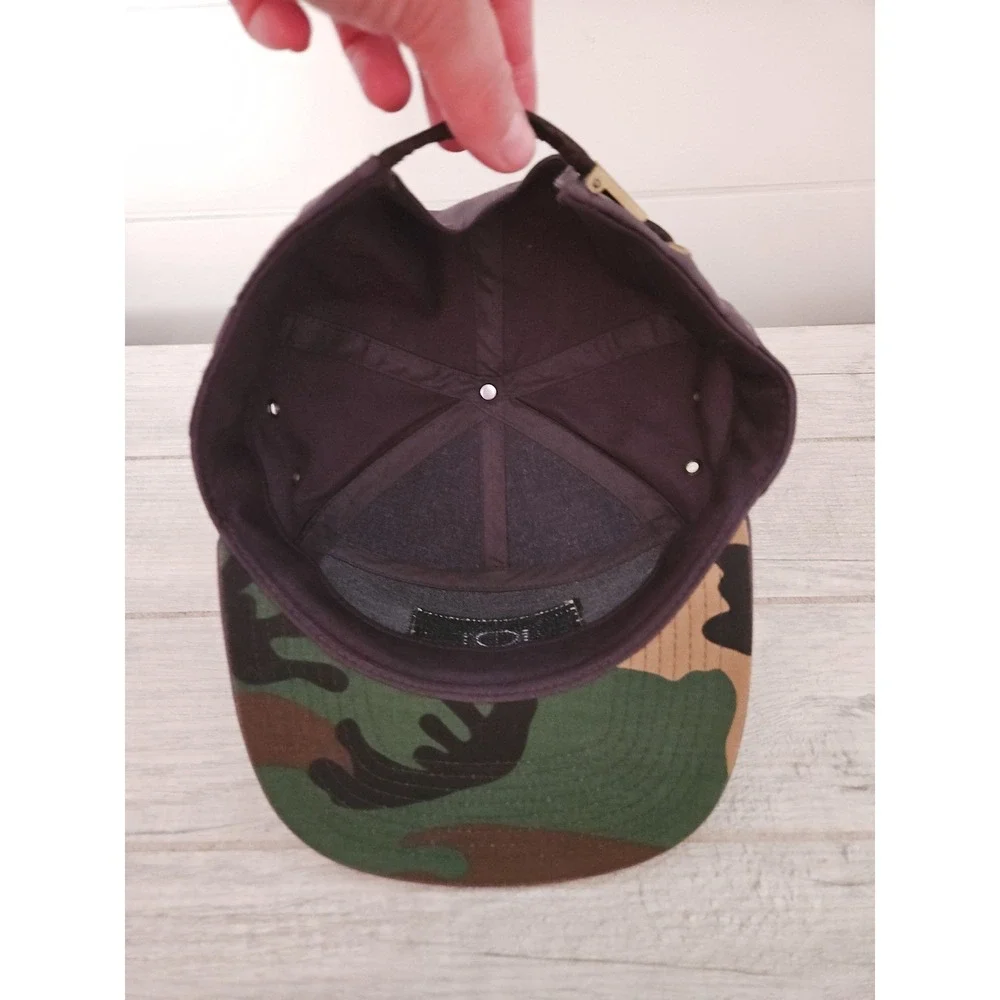 Steamboat Brown Camo Leather Patch Baseball Hat Strapback Adjustable Cap